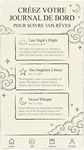 Interface de Mon Journal de rêves